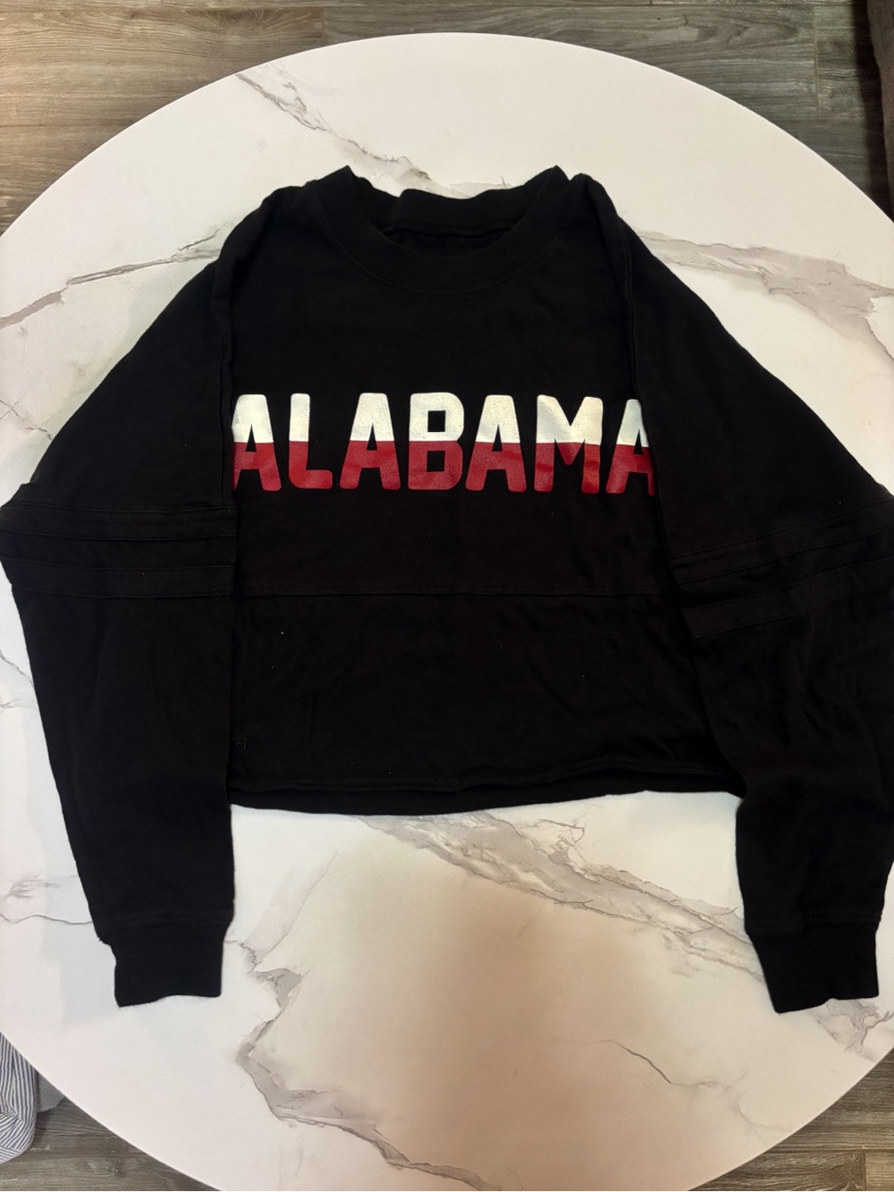 Alabama Graphic Cropped Sweatshirt - Black with Red & White Logo